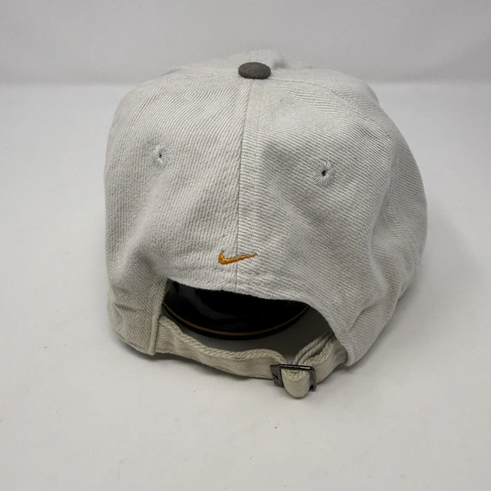 Vintage Nike Hat Cap Strapback Gray Orange Two Tone Script Swoosh Dad